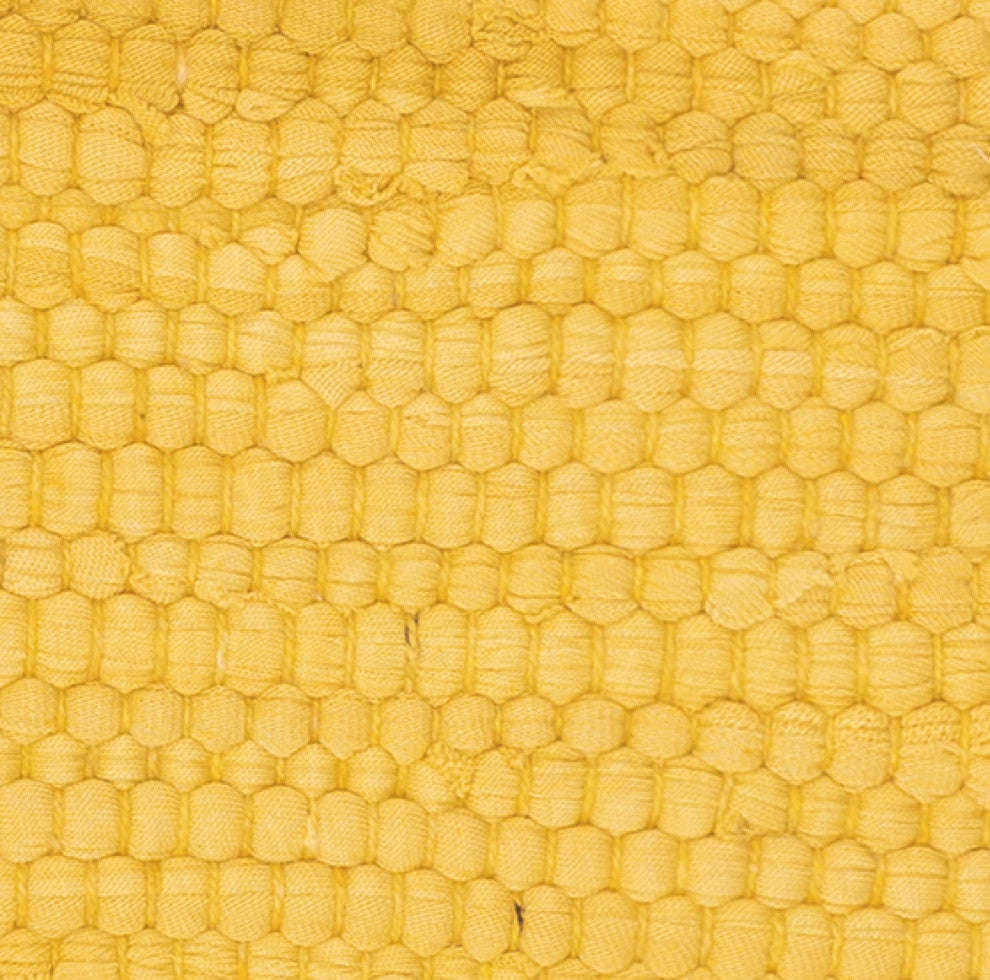Solid Chickadee Yellow Jute Bordered Throw Pillow