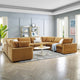 Sectional Sofa Set, Velvet, Brown, Modern, Living Lounge Hotel Lobby Hospitality