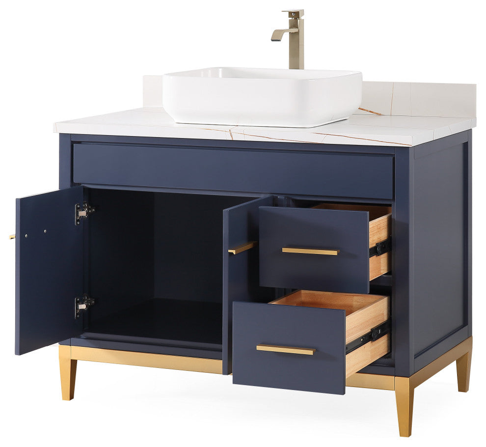 42" Tennant Brand Modern Style Navy Blue Beatrice Vessel Sink Bathroom Vanity