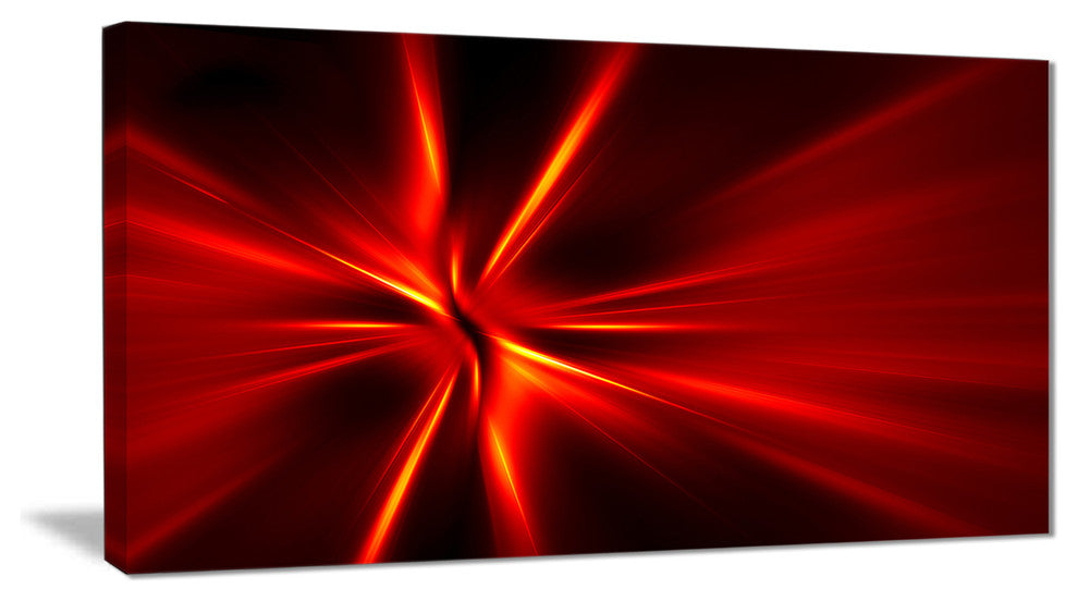 "Red and Yellow Rays" Abstract Digital Art Canvas Print