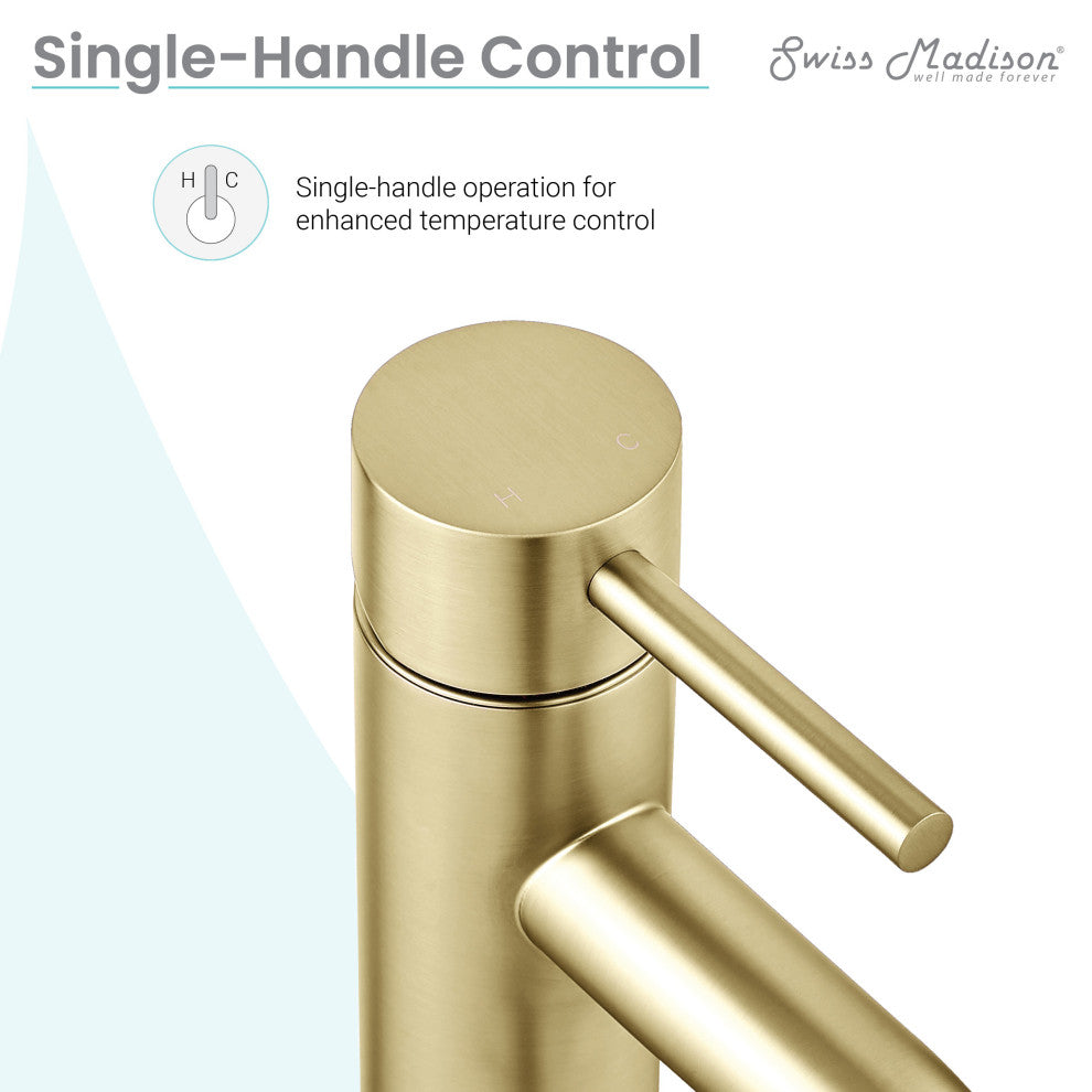 Ivy Single Hole Single Handle High Arc Bathroom Faucet, Brushed Gold