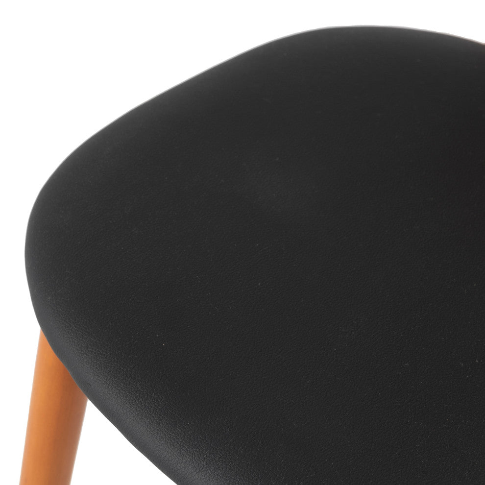 LeisureMod Holbeck Modern Dining Chair with Wood Legs and Wicker Back, Black