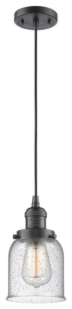 Small Bell 1-Light LED Pendant, Oil Rubbed Bronze, Glass: Seedy