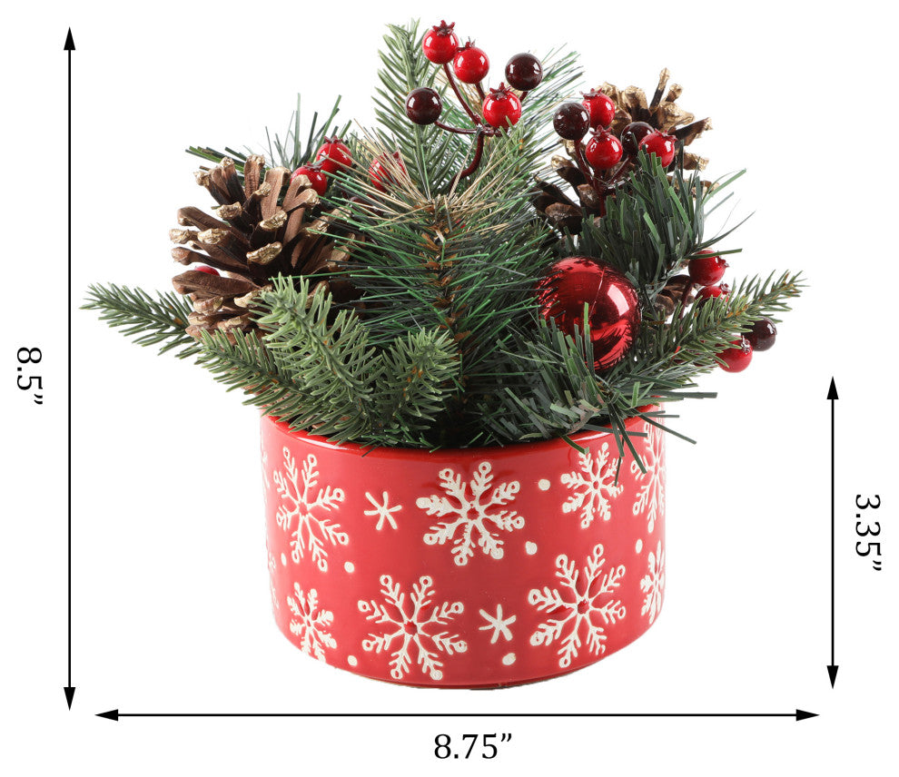 Xmas Mix in 5" Red Snowfrakes Ceramic