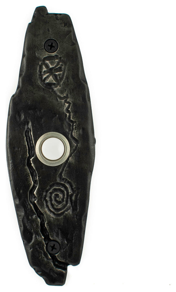Petroglyph Doorbell, Luxury Decorative Hardware, Black Iron