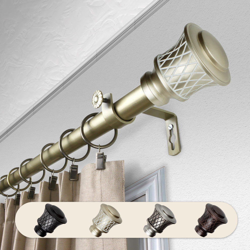 Alina 1" Curtain Rod, Light Gold, 28-48"