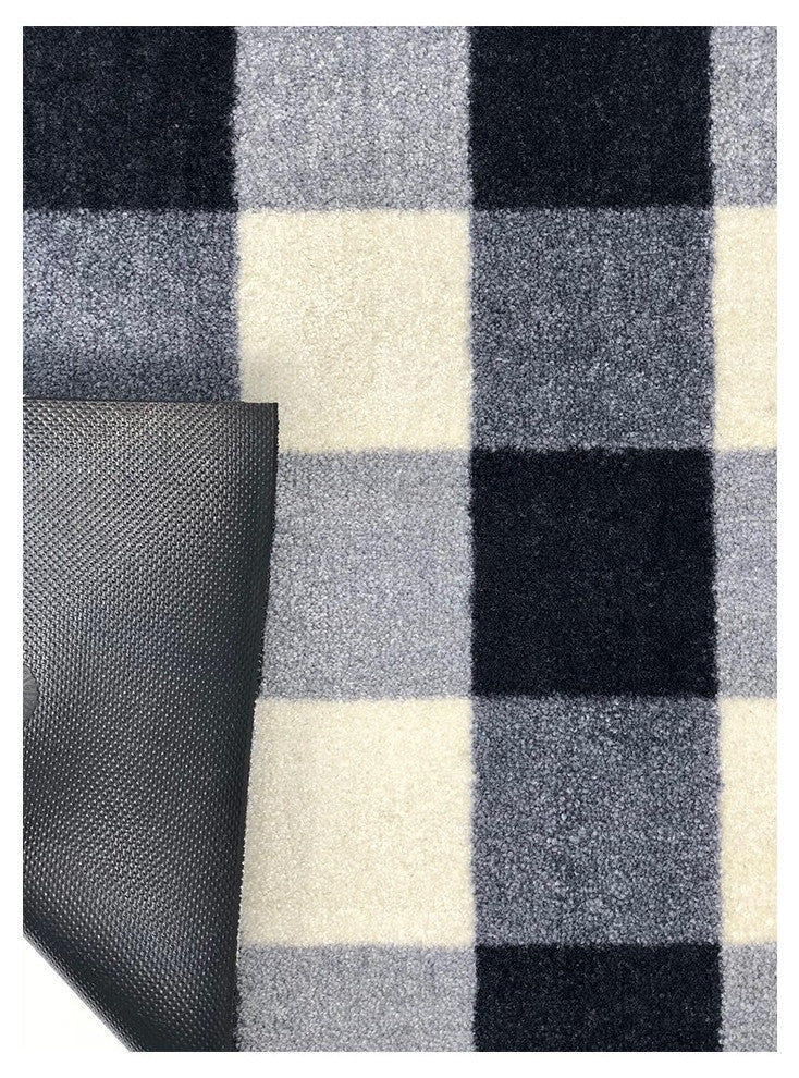 2' x 6' Black and White Buffalo Check Washable Runner Rug