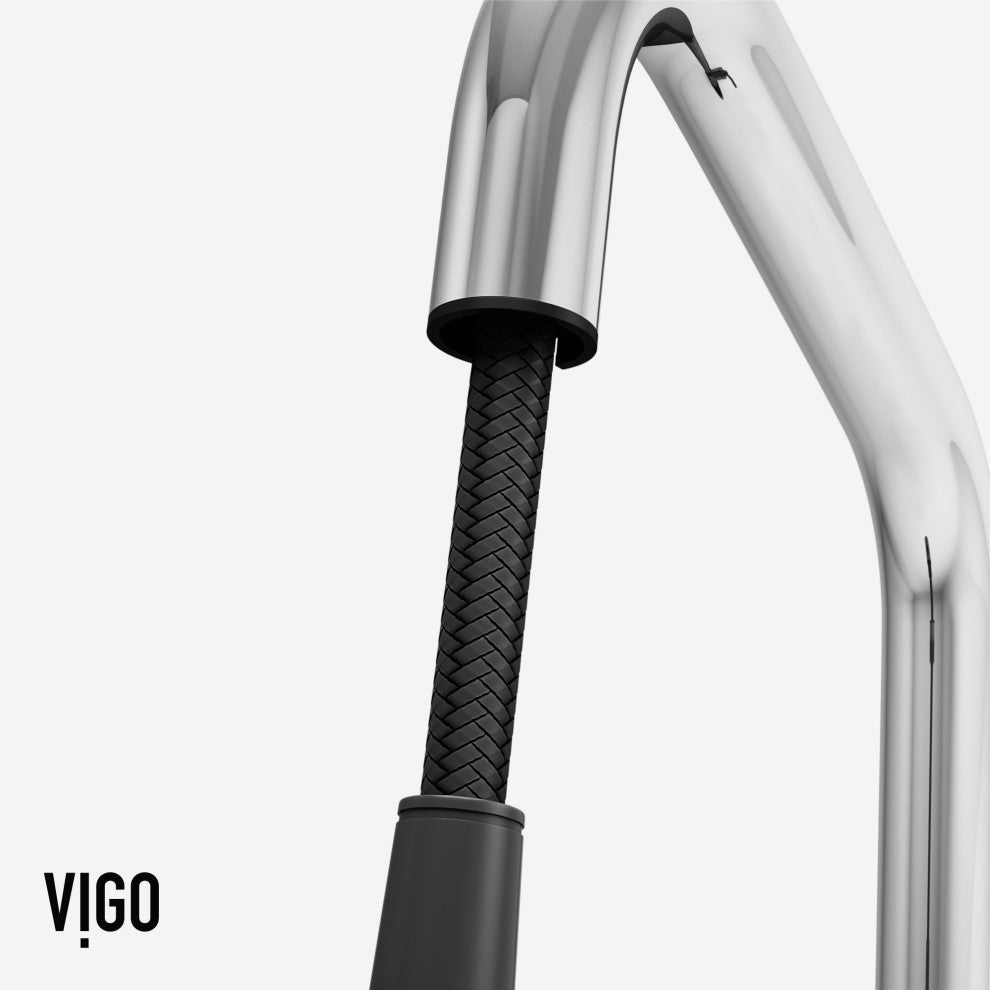 VIGO Utopia 14" H Single Handle Pull-Down Sprayer Kitchen Bar Faucet, Chrome