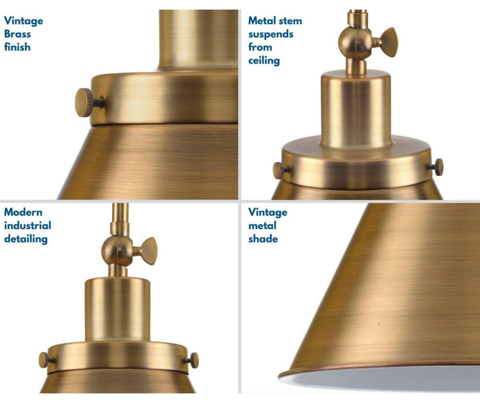 Hinton 1-Light Brass Vintage Pendant Hanging Light