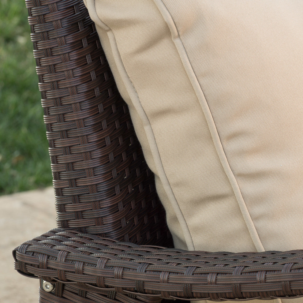 GDF Studio Bleecker Outdoor Brown Wicker Club Chair With Cushion, Set of 2, Brown