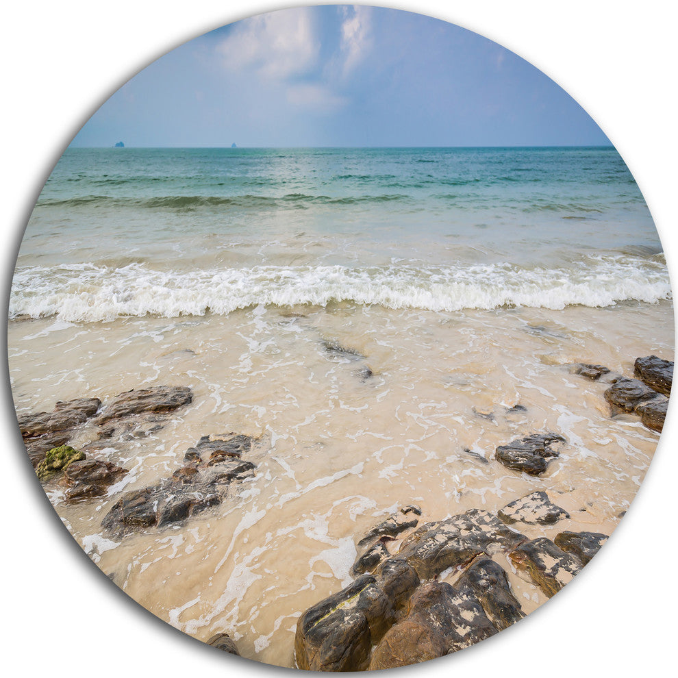 Rocks On Typical Tropical Beach, Beach Round Wall Art, 36"