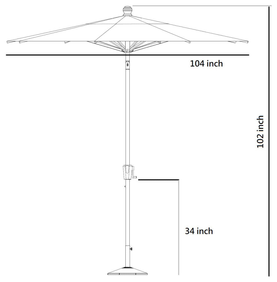 9' Round Push Tilt Market Umbrella, Black Frame, Sunbrella, Sunflower Yellow