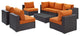 Espresso Orange Convene 8-Piece Outdoor Patio Sectional Set