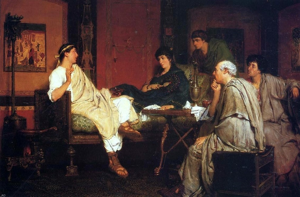 Sir Lawrence Alma-Tadema Tibulius at Delia's, 18"x27" Wall Decal