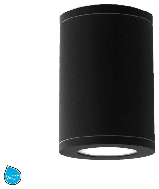 WAC Lighting Tube 7" Flush Mount 2700K Flood Beam, Black