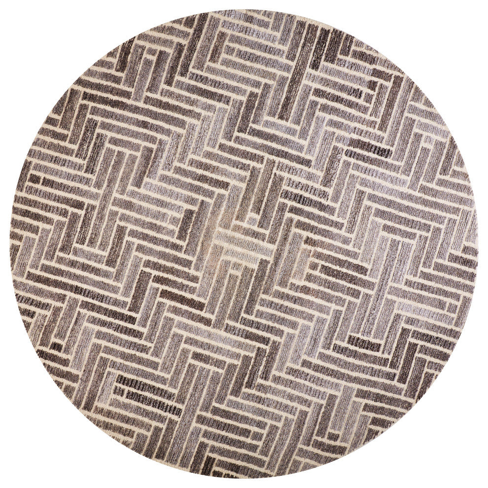 Weave & Wander Saena Taupe/Natural Rug, 8'x8' Round