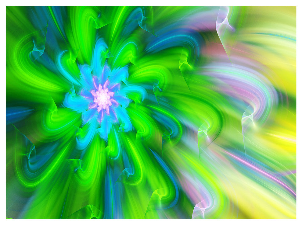 Dance of Green Flower Petals, Floral Canvas Art Print, 40"x30"