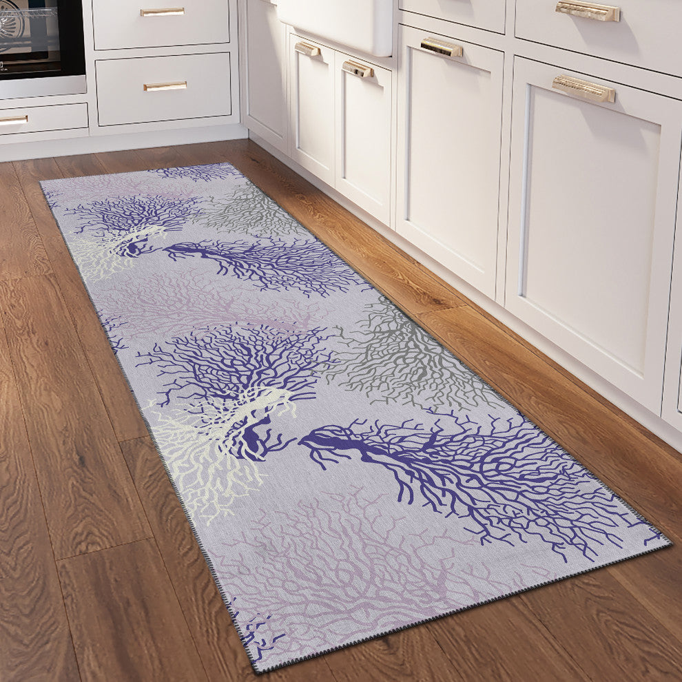 Indoor/Outdoor Seabreeze SZ3 Lavender Machine Washable 2'3" x 7'6" Runner Rug