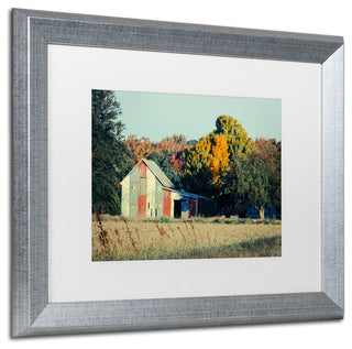 PIPA Fine Art 'Patriotic Barn in Field' Matted Framed Art, 20x16