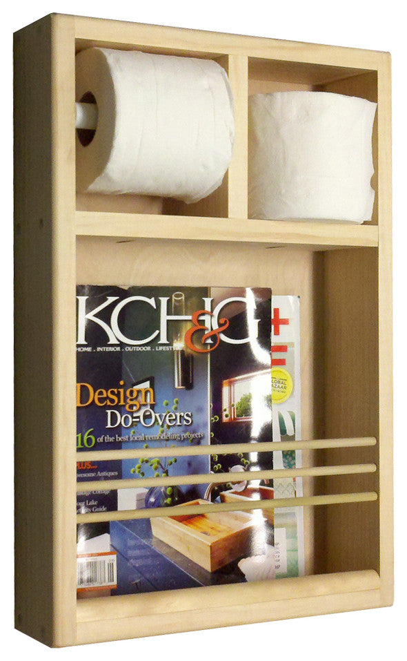Montclair Combination Toilet Paper Holder On the Wall Magazine Rack, Unfinished
