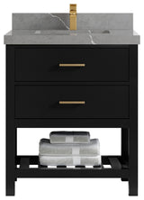 Parker 30" Single Sink Bath Vanity, Black 2" Piatra Gray