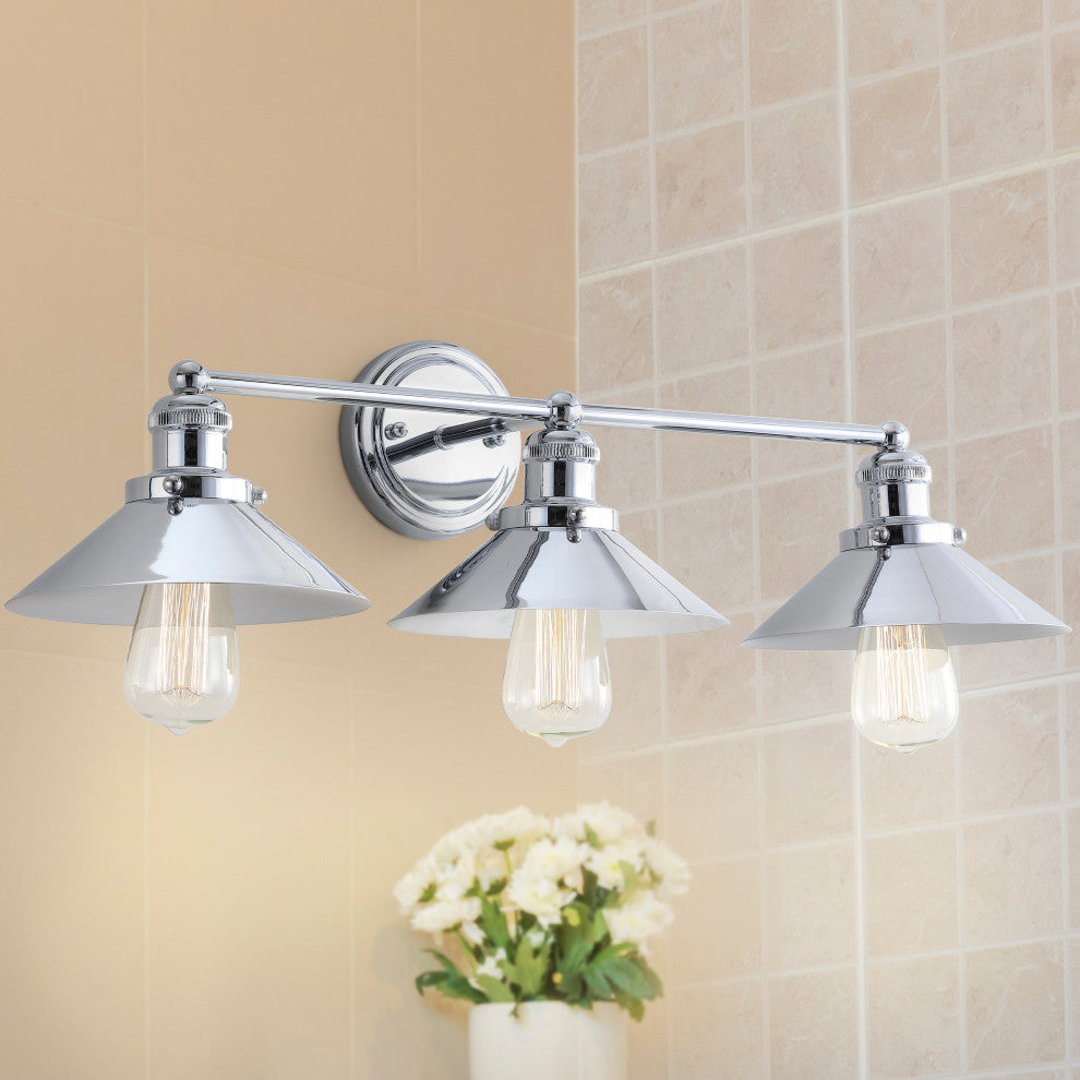 June Metal Shade Sconce, Chrome, 3-Light
