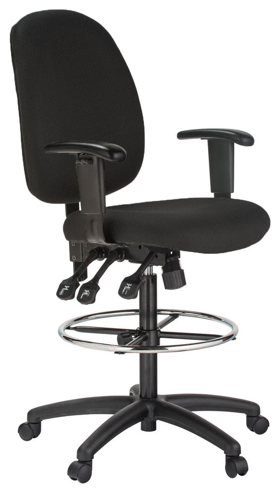 Harwick Extra Tall Ergonomic Drafting Chair, Black Fabric