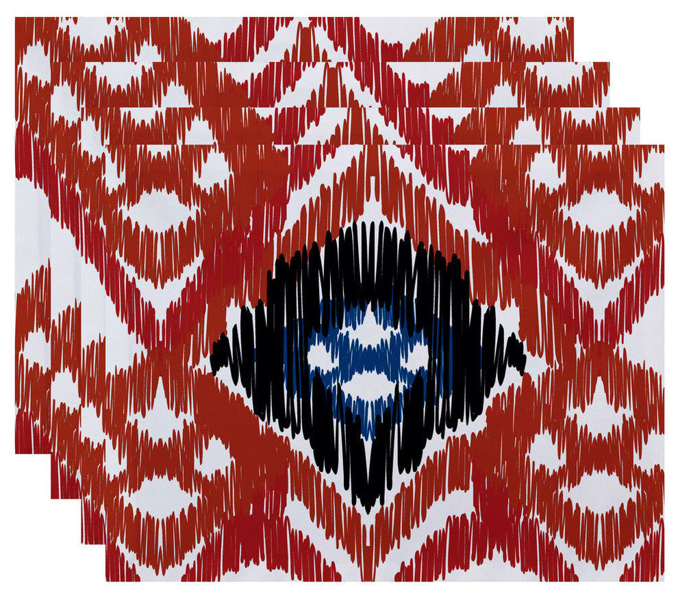18"x14" Original, Geometric Print Placemat, Coral, Set of 4