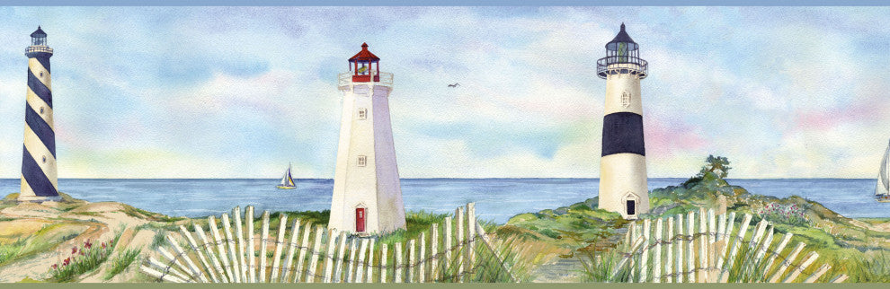 Eugene Light Blue Coastal Lighthouse Portrait Border Bolt