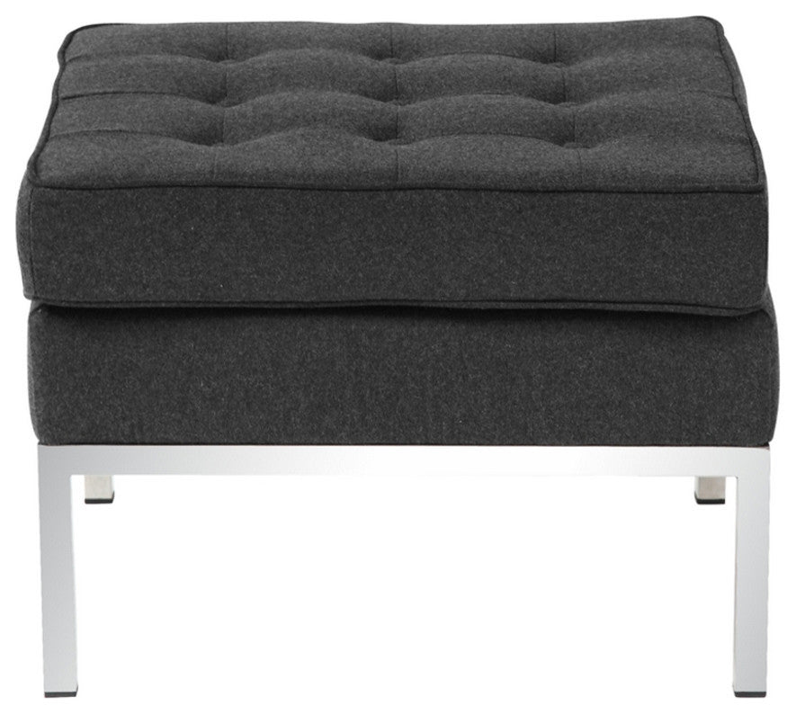 Classics Button Ottoman in Wool, Gray