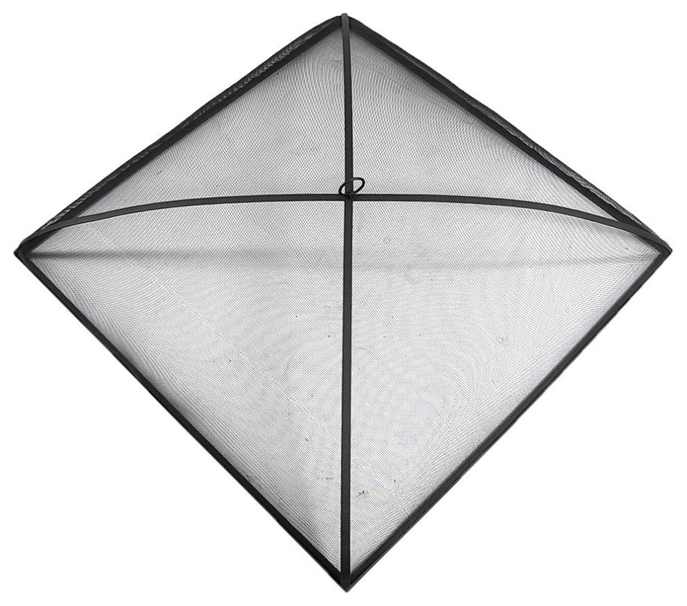 Sunnydaze Square Fire Pit Spark Screen Black Steel Mesh Cover, 36"