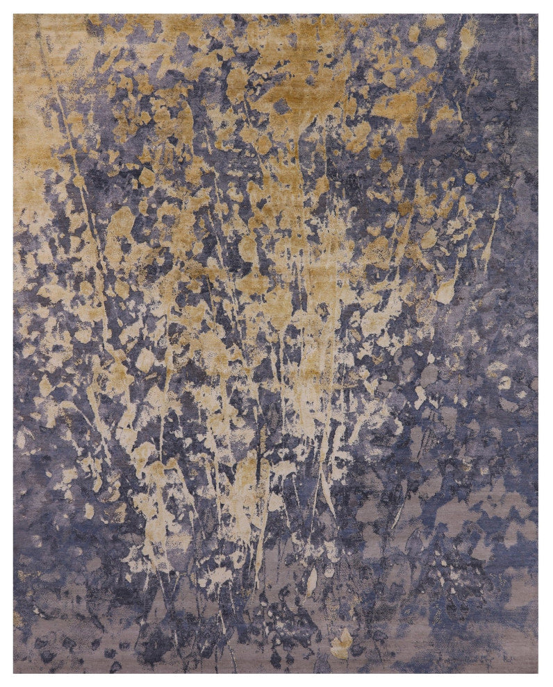 Modern Wool & Silk Hand Knotted Rug 7' 11" X 9' 10" - Q13090