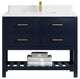 Parker 42 Single Sink Bath Vanity in Navy Blue  1.5" White Quartz