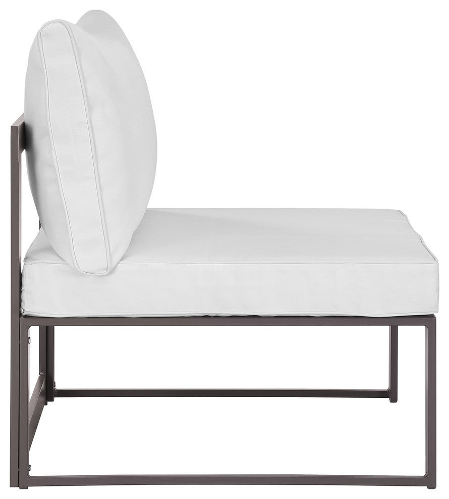 Modern Urban Contemporary Outdoor Patio Sectional Sofa Set, Brown White Fabric