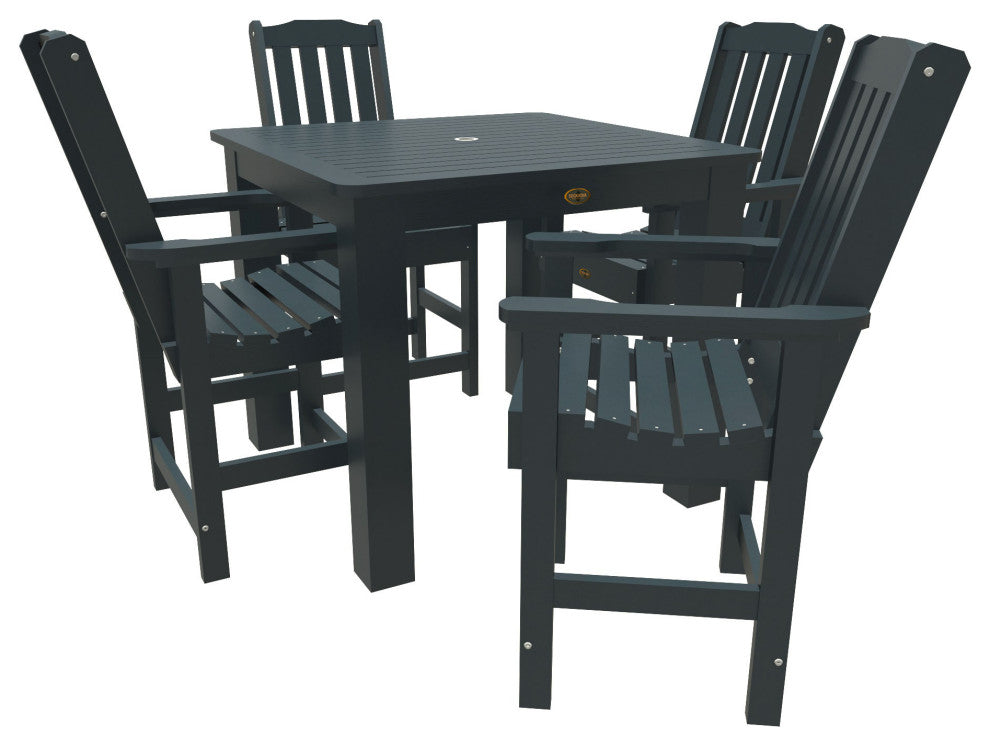 Springville 5-Piece Square Counter Dining Set, Weathered Acorn, Federal Blue