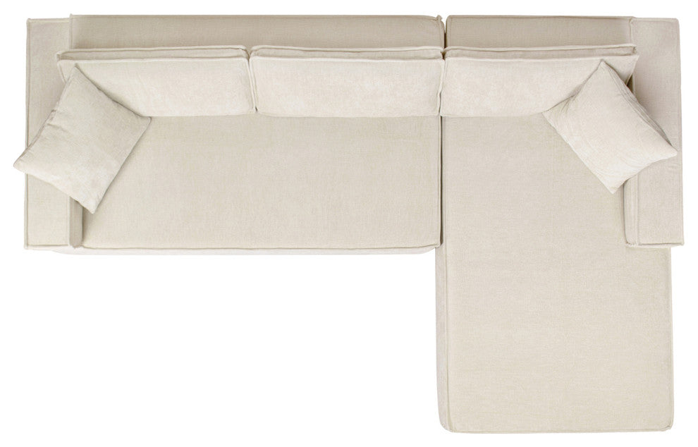 Brenley 110.5" L-Shaped Sofa-in-a-Box Sectional, Beige, Right-Arm Facing