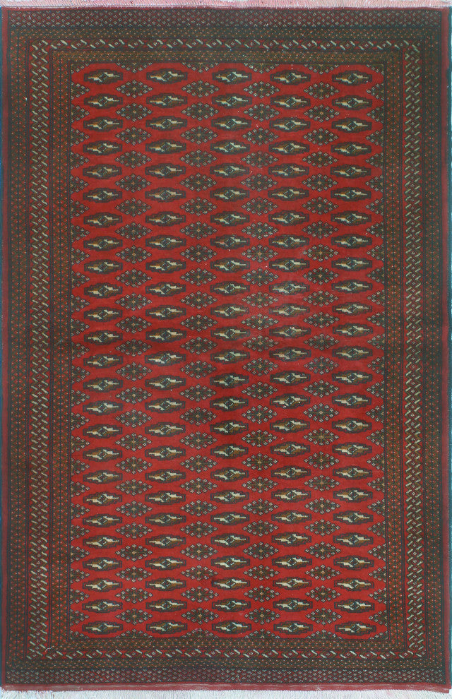 Fine Vintage Distressed Melinda Red/Charcoal Rug, 4'2x6'5