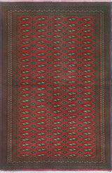 Fine Vintage Distressed Melinda Red/Charcoal Rug, 4'2x6'5