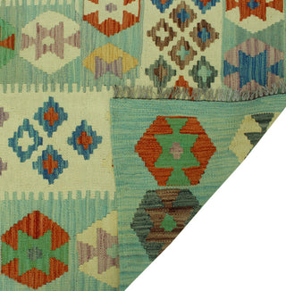 Sangat Kilim Steven Ivory/Light Blue Rug, 8'0x11'4
