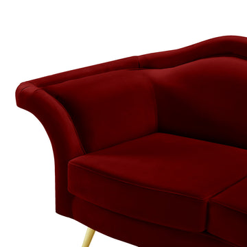 Lips Velvet Upholstered Loveseat, Red