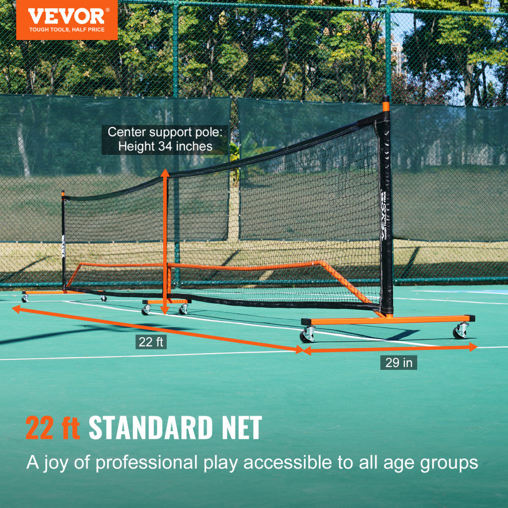 VEVOR 22FT Regulation Size Portable Pickleball Net System with Balls Wheels