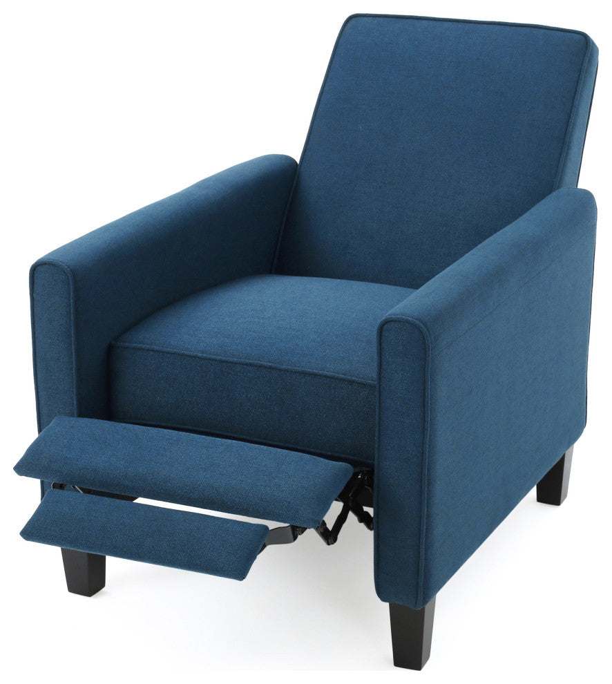 Susan Fabric Recliner, Set of 2, Navy Blue and Dark Brown