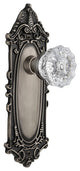 Victorian Plate Privacy Crystal Glass Door Knob, Antique Pewter