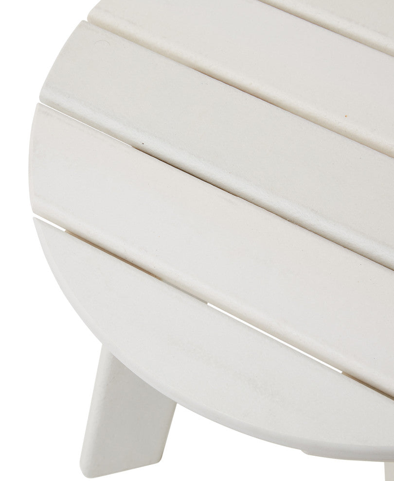 20"D Outdoor Patio HDPE Round Side Table, White
