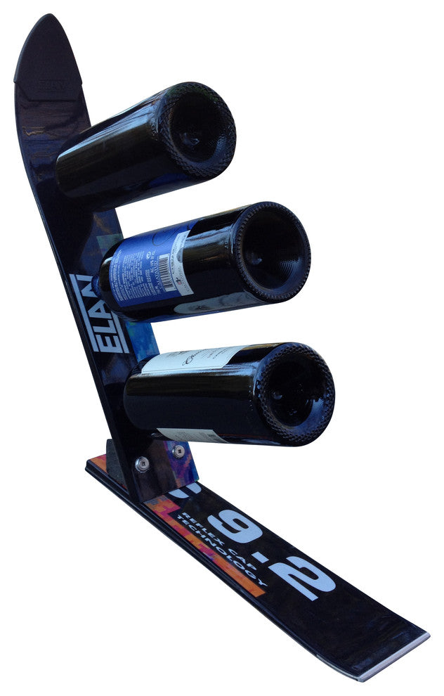 Snow Ski Wine Rack, 3 Bottle, Green Elan