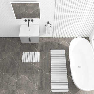 Diatomite Quick-Dry Stone Bath Mat Set, Natural White, X-Large/Medium Mats