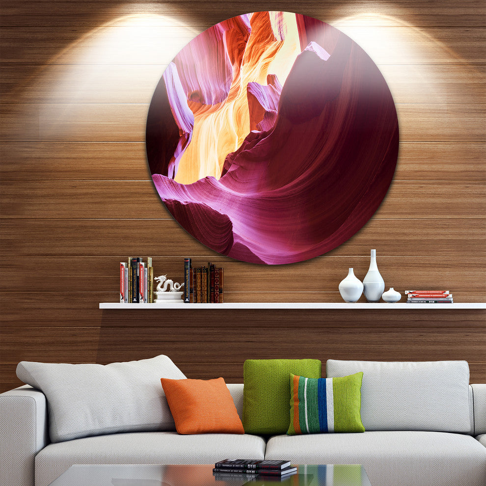 Purple In Antelope Canyon, Landscape Photography Round Wall Art, 11"