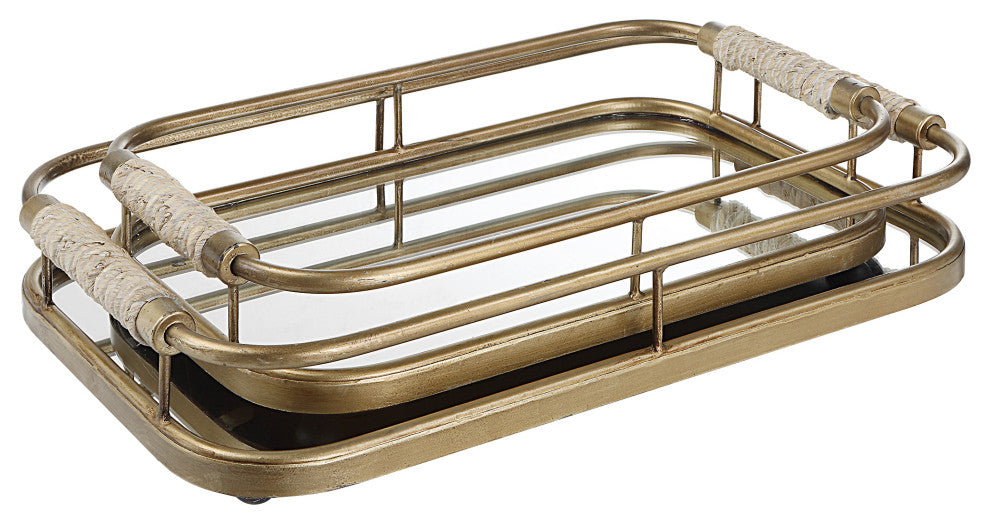 Rosea Brushed Gold Trays, S/2"