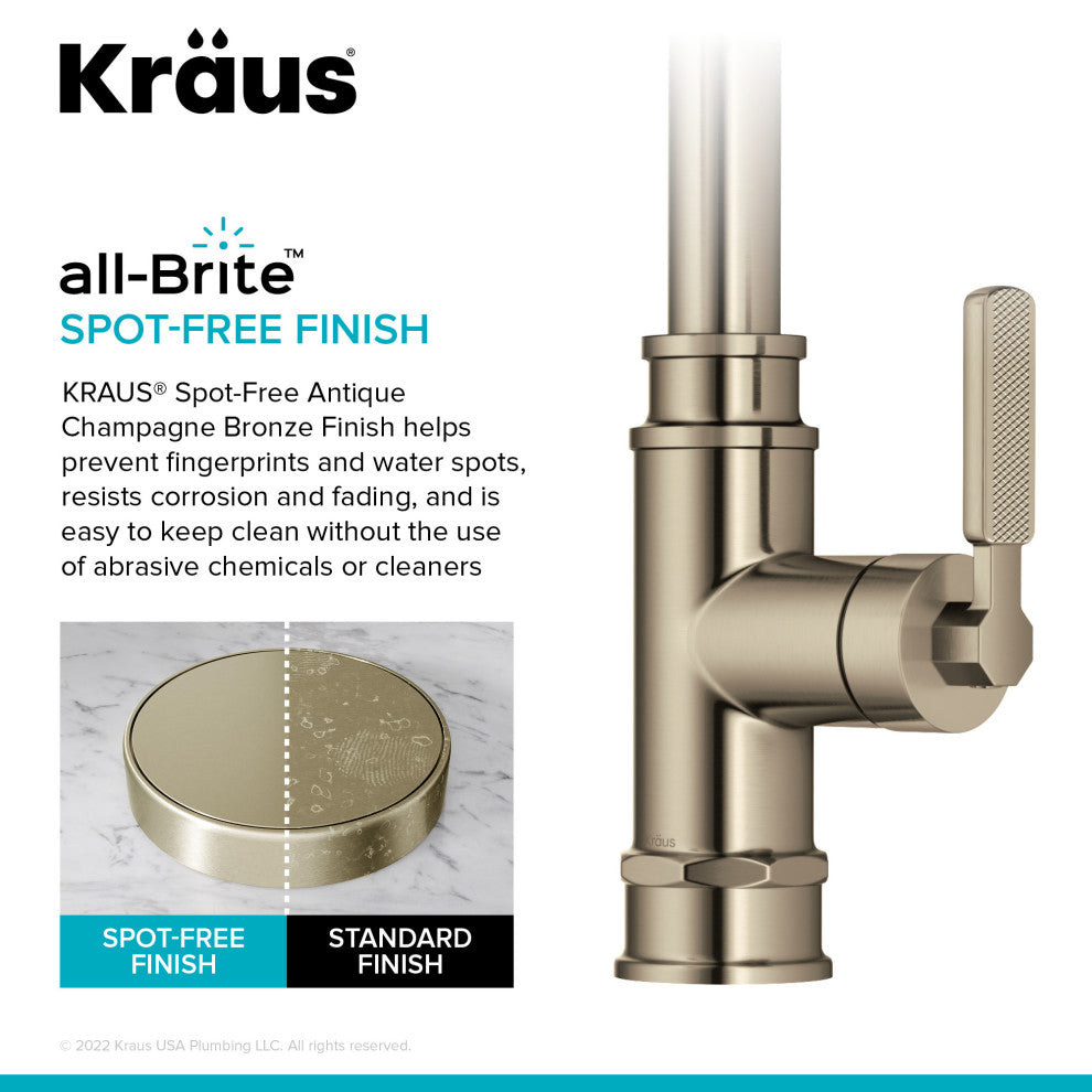 Sellette Pull-Down Kitchen Faucet, Spot Free Antique Champagne Bronze