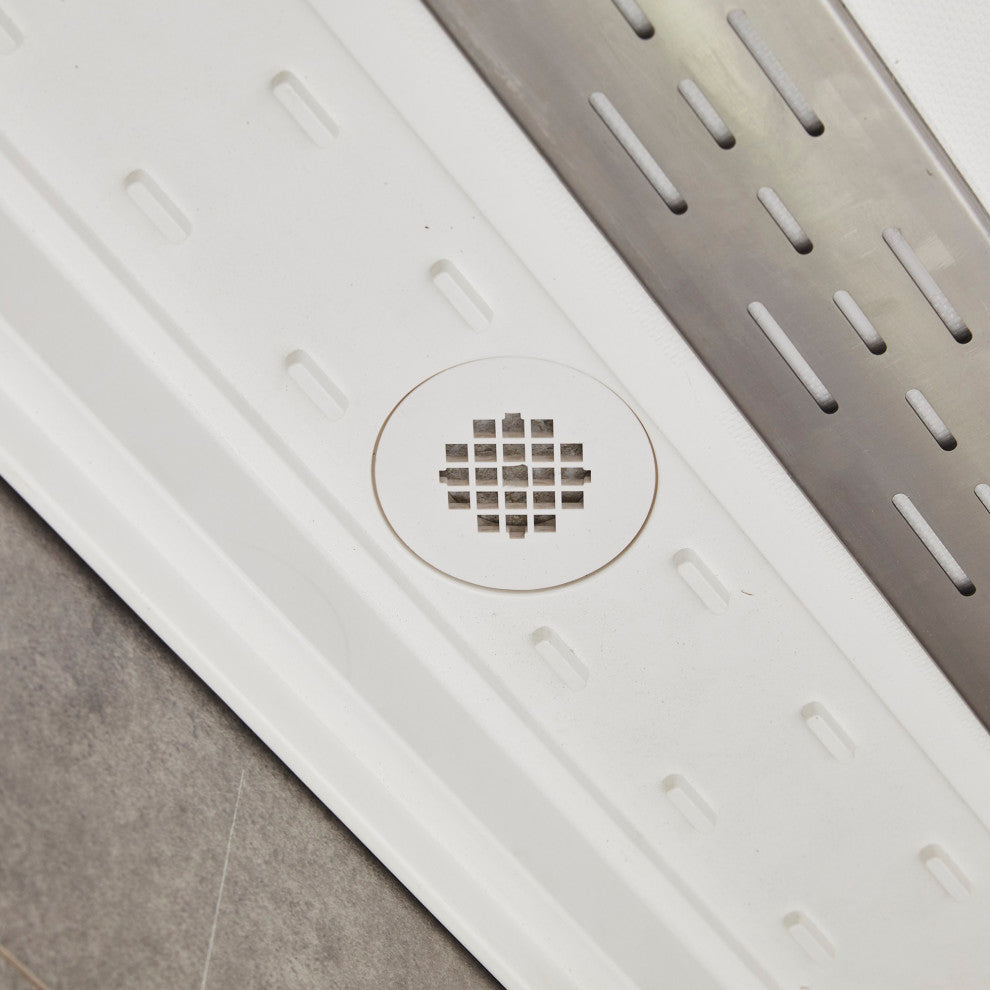 ANZZI 60x36 in. Corner Shower Base, Left Drain, Glossy White Marine Acrylic
